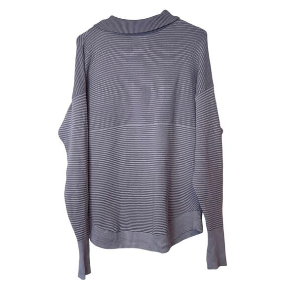 Offline Aerie Ribbed 1/4 Zip Pullover Sweatshirt Size M Purple Oversized Comfy - Picture 2 of 11